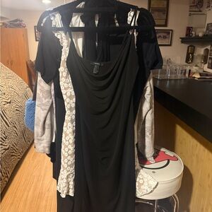 Forever 21 Black Strapless Draped Cowl Dress